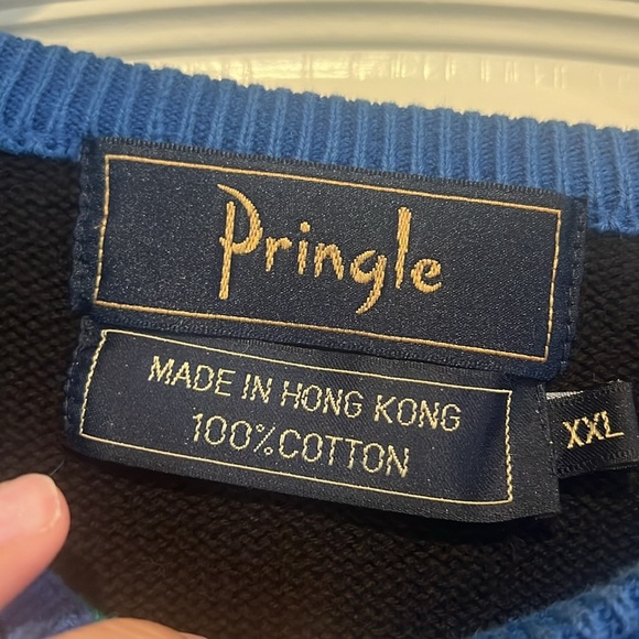 Vintage 80s Retro Geometric Print Cotton Oversized Crewneck Sweater - Picture 5 of 8